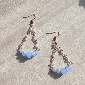 Handmade Iridescent Blue Gem Dangling Earrings